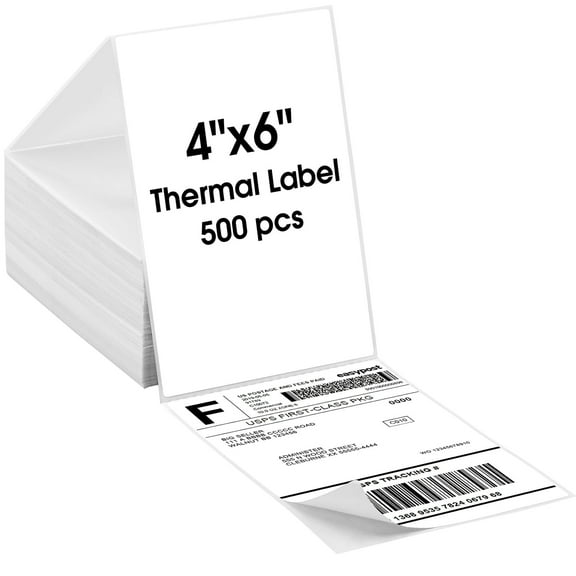 MaxGear 500 Pack 4" x 6" Direct Thermal Labels, Commercial Grade Perforated White Labels for Shipping Boxes