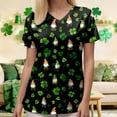 thumbnail image 6 of GEWSEY St Patrick Day Shirts Women Holiday-Themed Clover Print Scrub Tops Soft Cozy Nurse Uniform Shirt (Army Green, L), 6 of 8