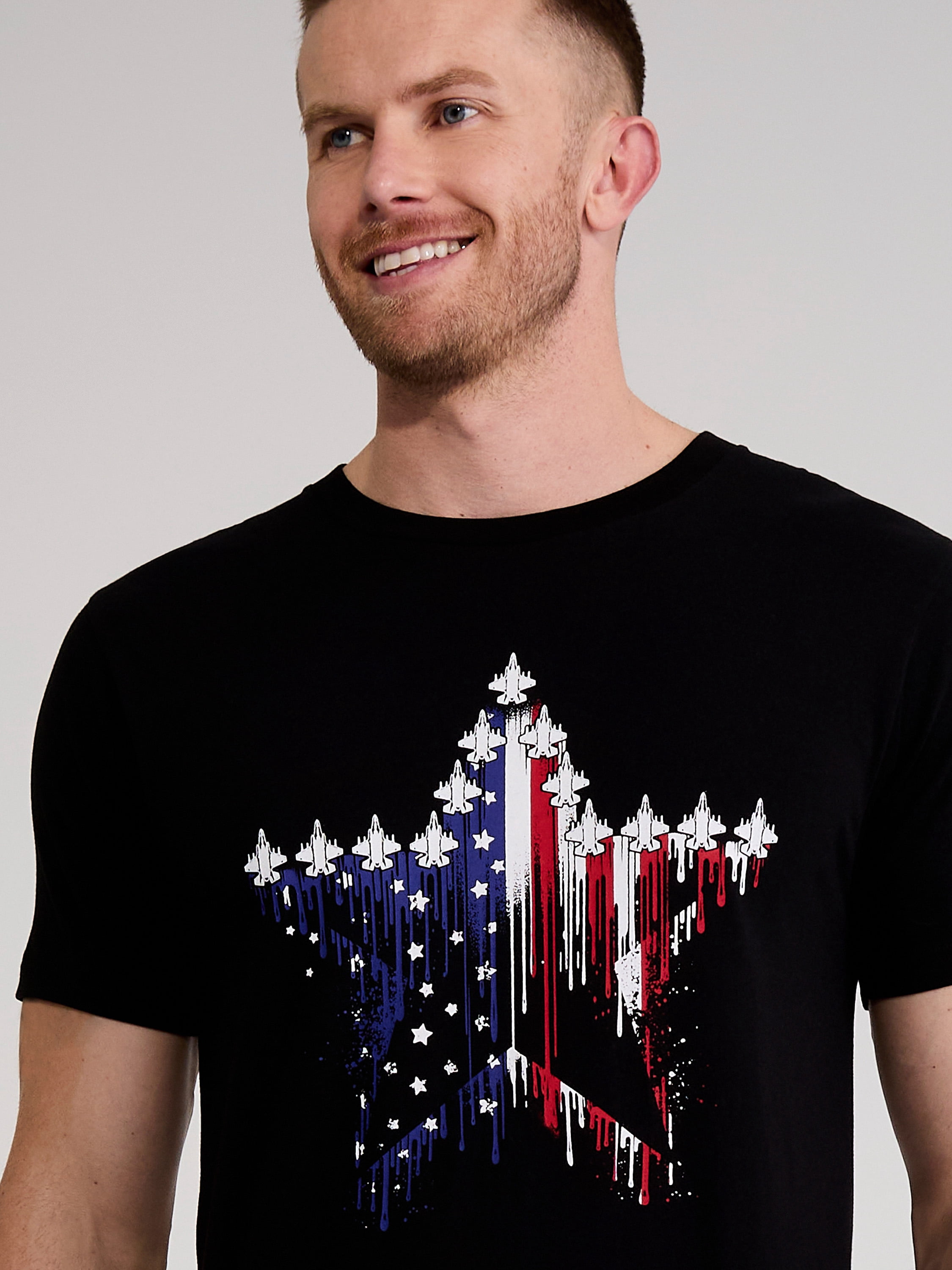 4th of July Star Flag Americana Men’s and Big Men's Graphic Tee by Way to Celebrate, Sizes XS-5XL