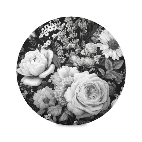 Round Placemat Heat Resistant & Wrinkle-Free Dining Table Decor Placemat For Home & Weddings Rose Peony