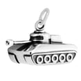 thumbnail image 1 of Sterling Silver 18" 1.2mm Box Chain 3D Military Army Tank Pendant Necklace, 1 of 2