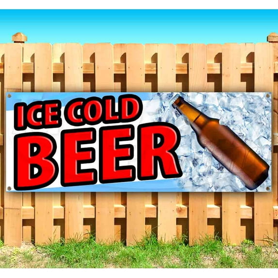 Ice Cold Beer 13 oz Vinyl Banner With Metal Grommets