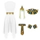 thumbnail image 5 of Conjunto de disfraz de Cleopatra egipcia para mujer, vestido con dobladillo asimétrico, cinturón, muñequeras, tocado para actuación en Halloween, 5 of 5