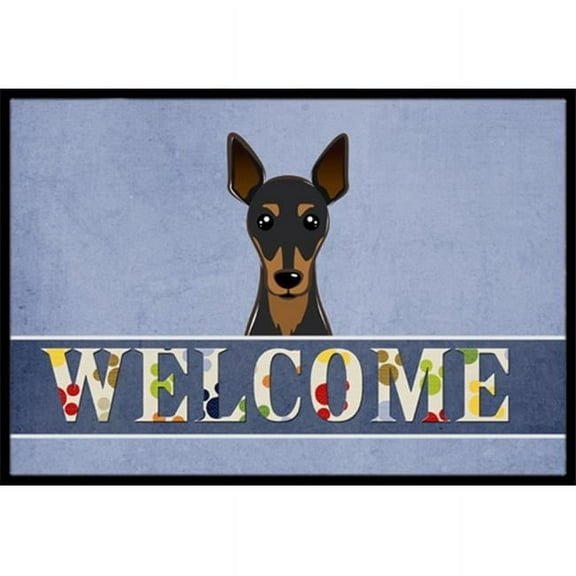 Carolines Treasures BB1426JMAT Min Pin Welcome Indoor & Outdoor Mat- 24 x 36 in.
