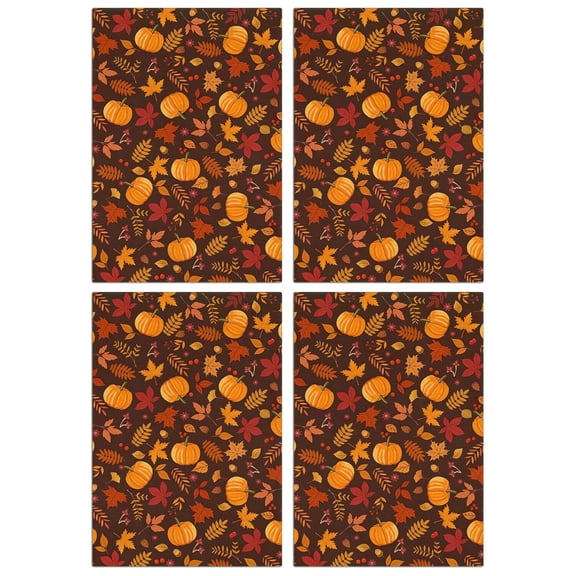 Pumpkin Spice Fall Kitchen Towels 4-Piece Set, Maple Leaves, Absorbent Soft Dish Towels for Farmhouse Decor