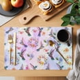 thumbnail image 2 of Pink Purple Hummingbird Placemats Set of 4, Spring Watercolor Flowers Leaf Plant Placemats for Dining Table, Place Mats for Kitchen Tabletop, Waterproof Wipeable Dining Table Mats Set, 2 of 9