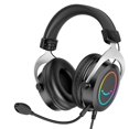 thumbnail image 1 of FIFINE RGB Auriculares para juegos Cómodos auriculares supraaurales con micrófono Conexión de conector de audio con cable Auriculares de cuero con cancelación pasiva de ruido para PC PS4 PS5 Xbox Game, 1 of 1