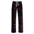 thumbnail image 4 of Halloween Pajamas for Women Drawstring Stretch Lounge Pants Soft Comfy Sleep Bottoms Cute Loose Palazzo Pj Pants Black 2XL, 4 of 7