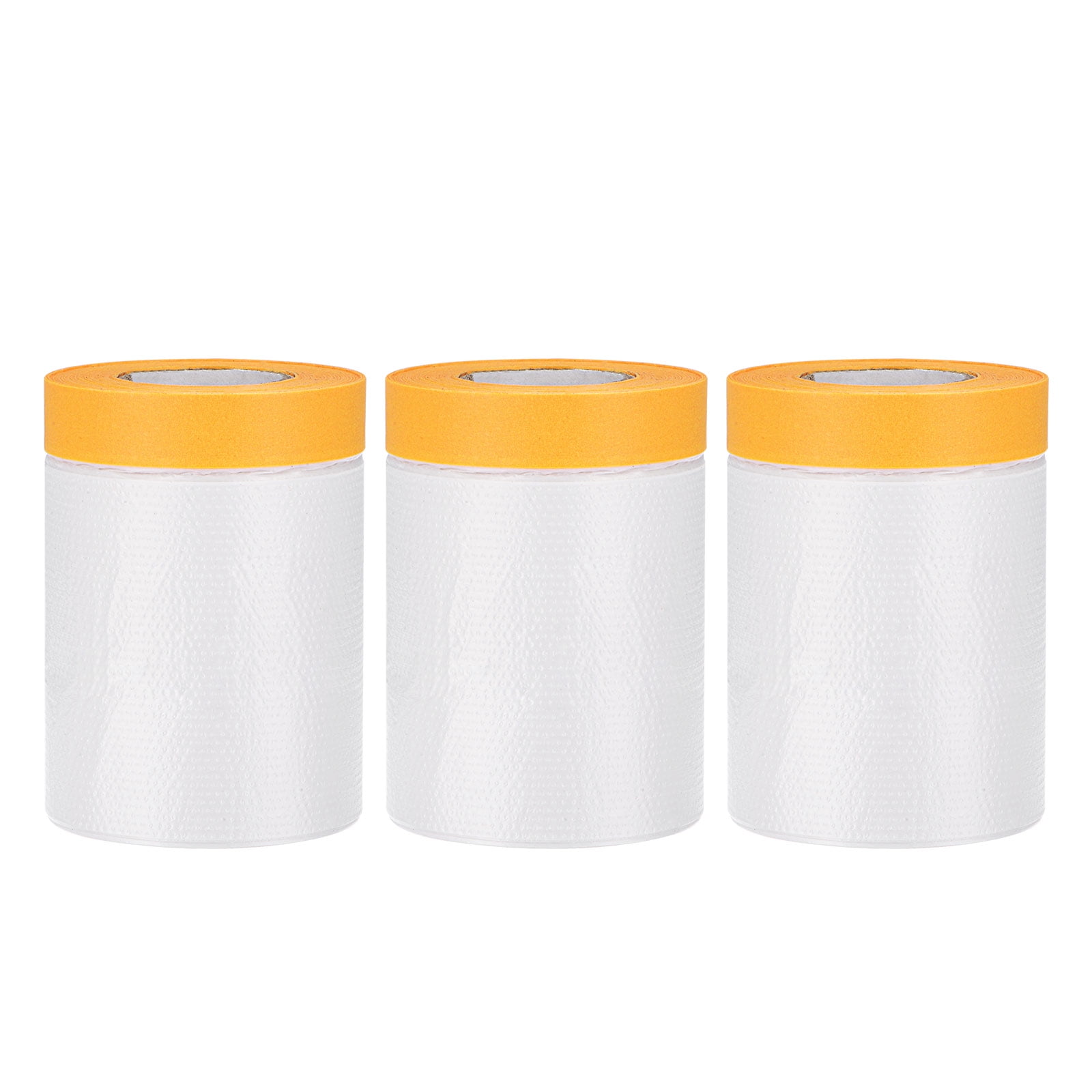 Uxcell 21.7' x 98ft Pre-Taped Masking Film with High-Tack Painters Tape Orange 3Pack