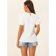 thumbnail image 3 of Unique Bargains Women's Puff Short Sleeve Round Neck Solid Keyhole Back Blouse XS White, 3 of 6