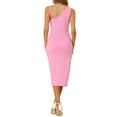 thumbnail image 3 of INSPIRE CHIC Women's Spaghetti Strap Sleeveless V Neck Ruched Faux Wrap Split Hem Bodycon Midi Dress XS Pink, 3 of 6