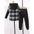 thumbnail image 3 of Bagilaanoe 2PCS Little Boy Pants Set Toddler Plaid Long Sleeve Hoodies Sweatshirt Tops + Sweatpants 3T 4T 5T 6T 7T Kids Casual Sweatsuits, 3 of 8