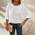 thumbnail image 2 of Womens Summer Shirts Plus Size Batwing Sleeve Versatile Neck Oversized Tshirts for Women White XL, 2 of 7