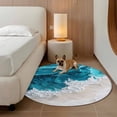 thumbnail image 3 of Watercolor Beach Wave Round Area Rugs 3 ft, Abstract Blue Ocean Washable Small Area Rug with Non-Slip Sturdy Edge Binding Round Front Door Mat Floor Carpet for Entryway, 3 of 9