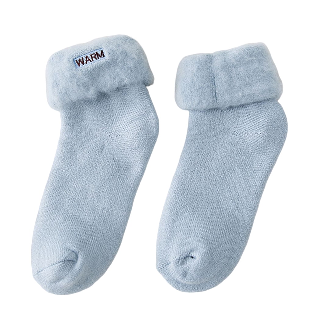 maskred Thermal Socks Thickened Flapped Warm Lovely Crew Sock Comfortable  Soft Durable Plush Footwear Outdoor Indoor Snow Light Blue