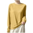 thumbnail image 3 of Liuinsasek Women's Long-Sleeve Top Knit Pullover Fashionable Thin Lightweight Solid-Color Round-Neck Base Layer Winter Outfits, 3 of 6