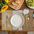 thumbnail image 4 of Beige Yellow Textured Placemats Set of 6, Vintage Art Farmhouse Striped Placemats for Dining Table, Place Mats for Kitchen Tabletop, Waterproof Wipeable Dining Table Mats Set, 4 of 9