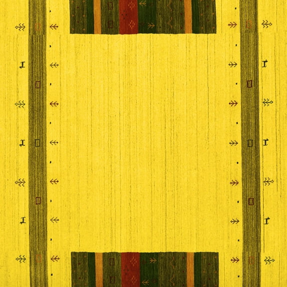 Ahgly Company Indoor Square Abstract Yellow Contemporary Area Rugs, 8' Square