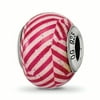 Sterling Silver Reflections Italian Pink Stripes with Glitter Glass Bead