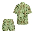 thumbnail image 5 of FKEKYI Musical Note Green Print Womens 2 Pcs Short Set Open Front Shirt Top Summer Outfits Shorts with Elastic Waist Beachwear Breathable Lounge Set Resort Wear, L, 5 of 7
