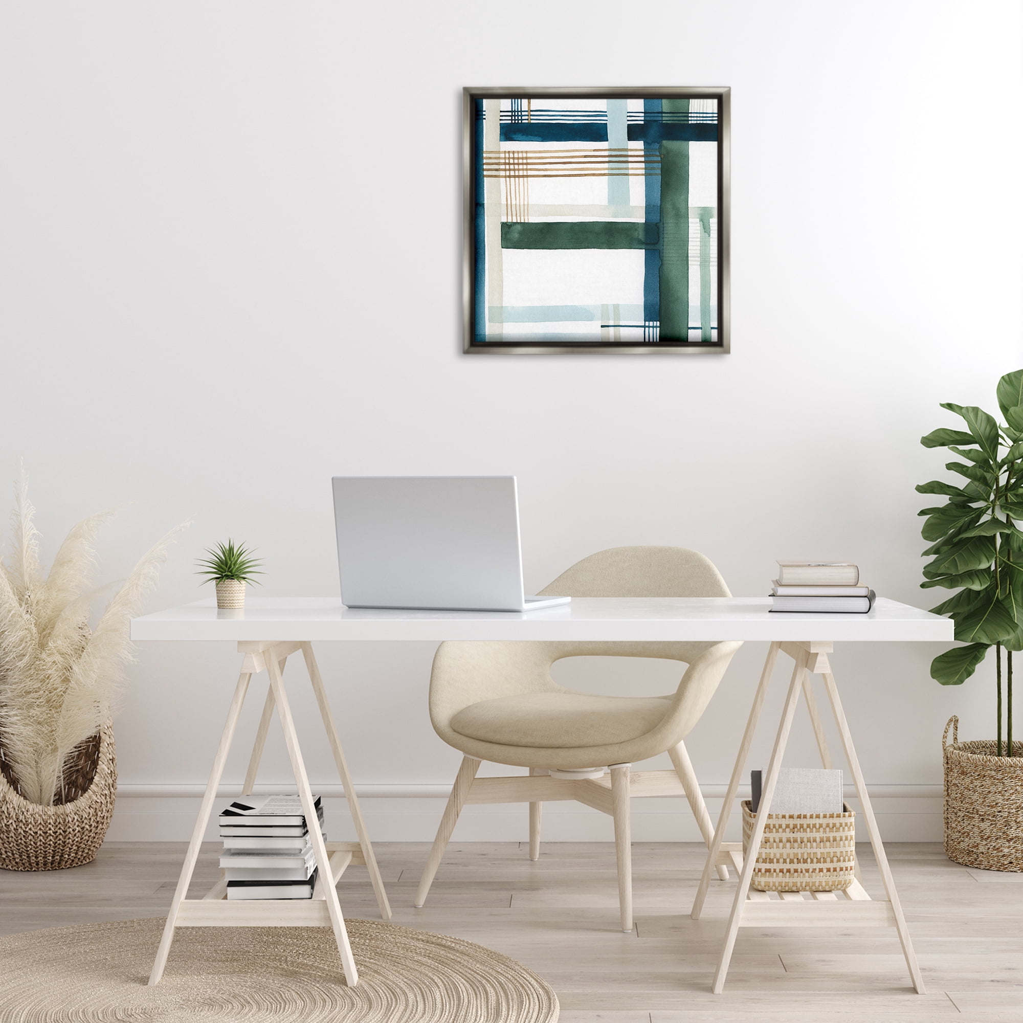 Stupell Industries Modern Woven Pattern Abstract Painting Gray Floater Framed Canvas Art Print Wall Art, 25 x 25