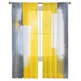 thumbnail image 3 of Yellow Grey Sheer Curtains 72 Inches Long 2 Panels Set, Window Sheer Curtains for Living Room/Bedroom, Oil Painted Modern Abstract Vintage Light Filtering Rod Pocket Curtain 52'' x 72'' x 2, 3 of 7