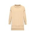 thumbnail image 4 of Female Casual Crewneck Sweatshirts Long Sleeve Oversized Trendy Contrast Stitching Fall Pullover Blouse Cream White XL, 4 of 6