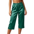 thumbnail image 2 of Axiiglly Capri Pajama Pants Women Satin Silk Plus Size Relaxed Fit Summer Loungewear Sleep Capris, M-3XL, 2 of 6