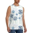 thumbnail image 2 of Gaeub Pale Blue Lotus Flowers Men's Sleeveless Muscle Shirts Workout Tank Tops, Odor Protection and Comfortable - 3X-Large, 2 of 8