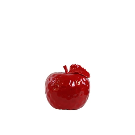 Ceramic Red Apple - Urban Trends Collection: Ceramic Apple Figurine Gloss Leaf Finish Red