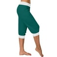 thumbnail image 3 of biudgviw Womens Capri Pants Color Block Workout Yoga Pants Loose Casual High Waisted Cropped Trousers with Pockets Trendy Clothes, 3 of 6