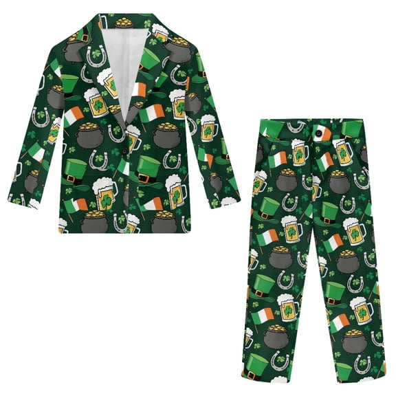 Whosucclay Irish Symbols Boys Suit, Polyester Fabric Formal Boy Suits for Graduation Ceremony Communion Wedding, Non-Stretch Anti-Wrinkle Elastic Waist