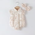 thumbnail image 6 of Baby Onesies Girl 0-6 Months Summer Romper Short Sleeve Romper With Headband Comfortable Breathable Daily Bodysuit, 6 of 7