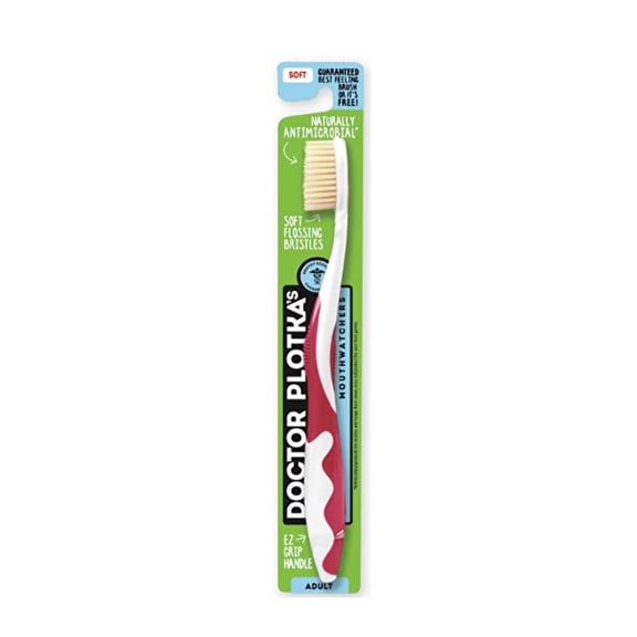 Mouth Watchers Flossing Bristles Adult Toothbrush, Red