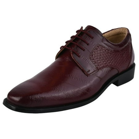LIBERTYZENO Mens Classic Eel Print Genuine Leather Formal Oxford Shoes  Burgundy
