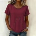 thumbnail image 2 of GUACER Womens Eyelet Lace Crew Neck Tops Short Sleeve Hollow Out Boho Blouses Summer Relaxed Fit Shirts, 2 of 5