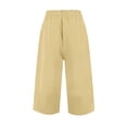 thumbnail image 6 of Wide Leg Capri Pants for Women Elastic Waist Cropped Trousers Loose Casual Lightweight 2026 Summer Lounge Beach Pull On Capris 20" 21" 22" Inseam Khaki 2XL, 6 of 9