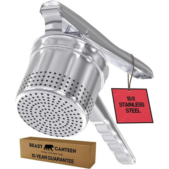 Potato Ricer - 18/8 Stainless Steel, Silver, Professional Kitchen Tool, Press, Large Masher