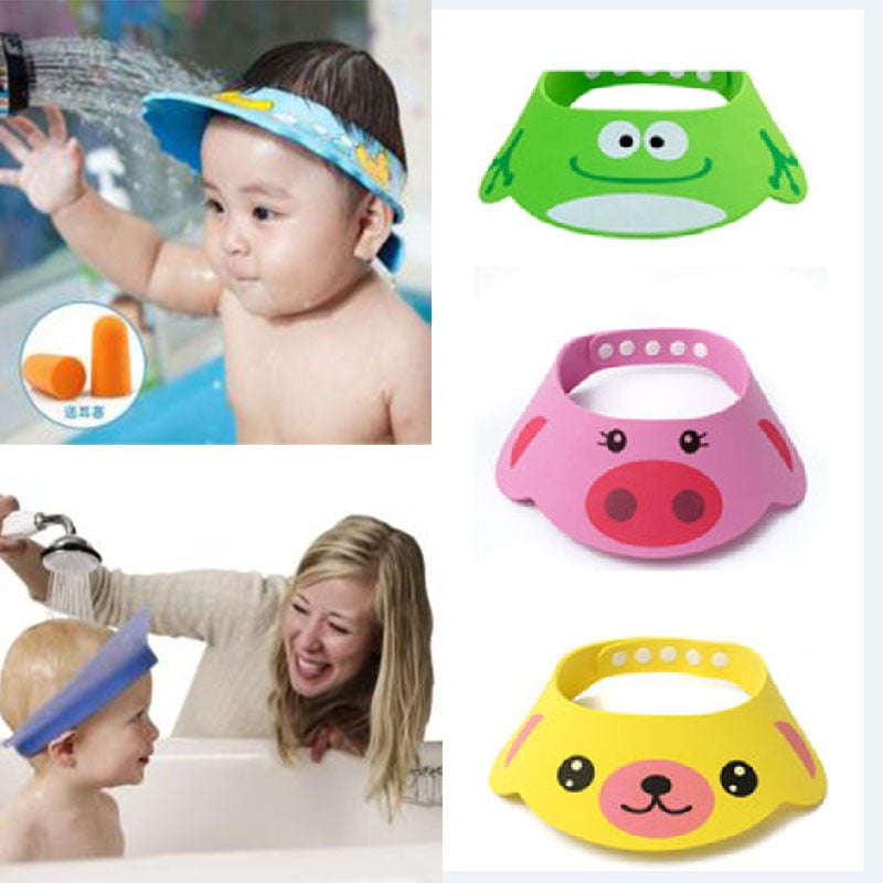 ADJUSTABLE BABY SHOWER CAP BABY KIDS CHILDREN BATH SHAMPOO SHIELD HAT WASH HAIR