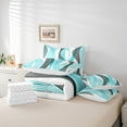 thumbnail image 4 of Erosebridal Cyan Abstract Bed in a Bag Queen size, Chic Minimalism Bed Set, Geometric Stripe Decor, Reversible 7pcs, 4 of 5
