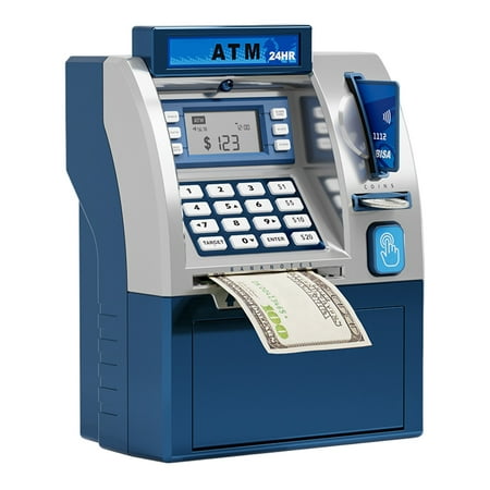 BAELLERT Kids ATM Piggy Bank Toy with Card Electronic Cash Coin Saving Bank Educational Automatic Password ATM Machine Toddlers Boys Girls Gift