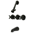 thumbnail image 2 of Kingston Brass  Victorian Three-Handle Tub and Shower Faucet Brushed Nickel Brushed, 2 of 5