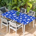 thumbnail image 2 of Blue White Christmas Table Cloths for 5 Foot Rectangle Tables, Xmas Tree Snowflake Winter Abstract Patio Waterproof Elastic Fitted Tablecloths, Washable Rectangular Table Cover for Camping, 2 of 8
