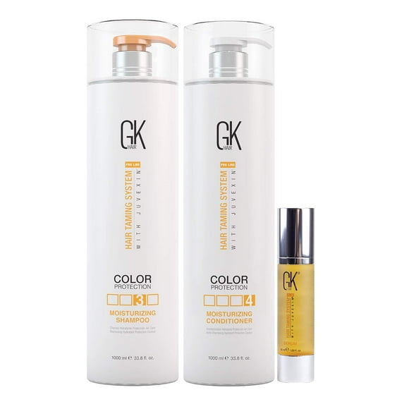 Global Keratin GK Hair Shampooing et après-Shampooing Hydratants 1000ml - Sérum Capillaire à la Kératine 50ml