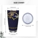 thumbnail image 4 of Taza térmica duradera de acero inoxidable 304 con temática del equipo de fútbol de los Ravens con tapa y pajita Taza térmica de acero inoxidable de 20 oz Taza para automóvil Adecuada para bebidas, 4 of 8