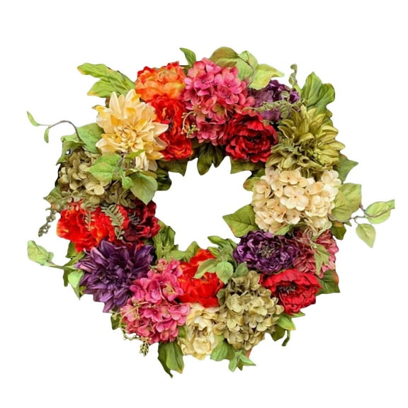 Tkrady 17.7" Summer Wreaths for Front Door, Spring Outside Peony And Hydrangea Flower Wreath for Spring Summer, Outside Wall Window Farmhouse Indoor Outdoor Party Holiday Home Decor