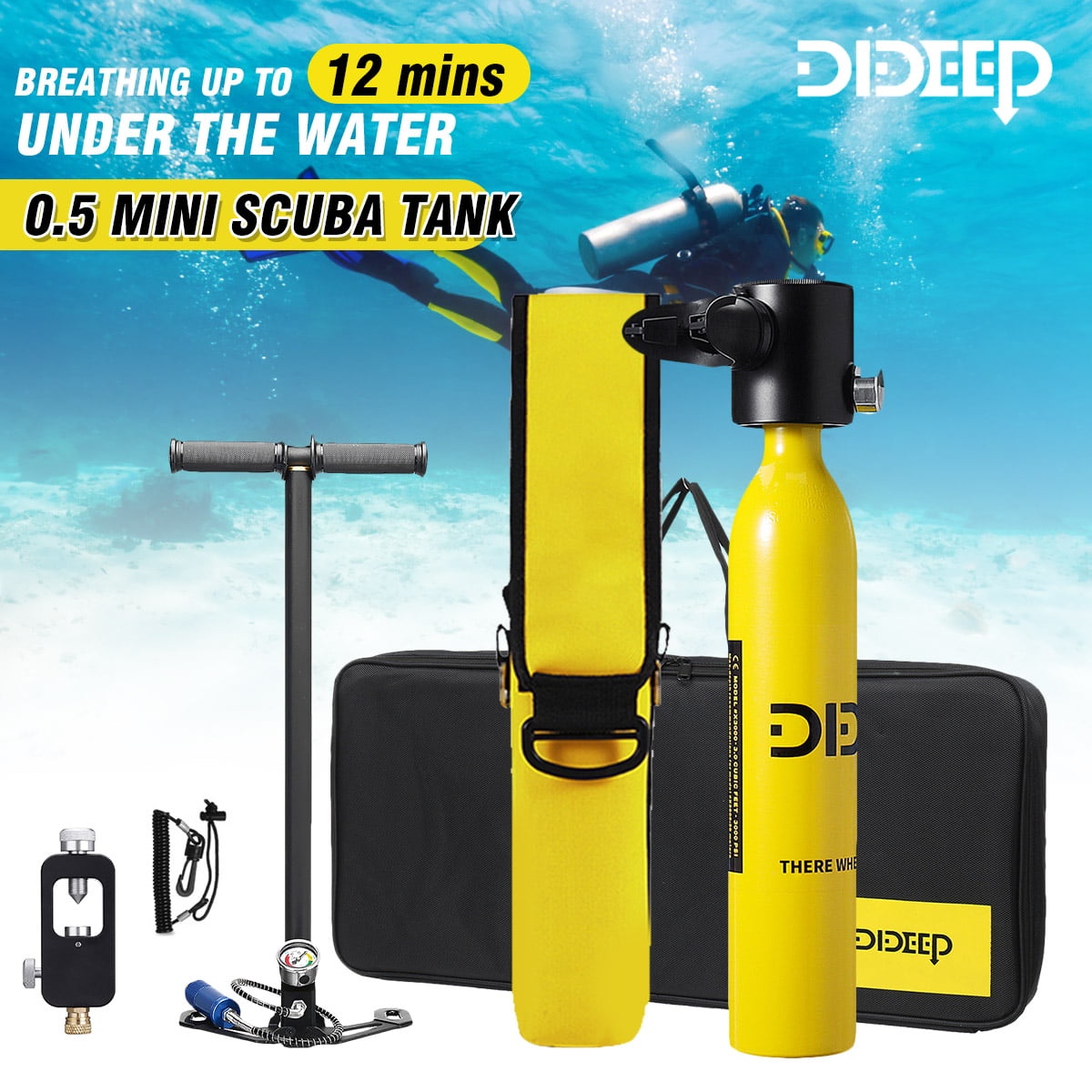 DIDEEP Diving Mini Scuba Cylinder Oxygen Tank Underwater Breath ...