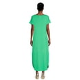 thumbnail image 2 of Time and Tru Women's V-Neck Knit Maxi Dress with Short Sleeves, Sizes XS-XXXL, 2 of 5