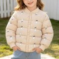 thumbnail image 3 of ITSAME Toddler Girls Snap Button Puffer Jacket Lightweight Quilted Cute Print Winter Warm Coat Khaki Size 4T, 3 of 10