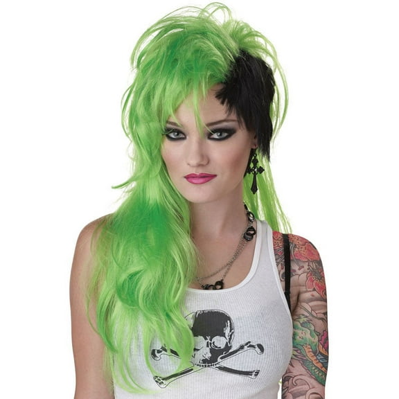 Smash Punk Costume Wig (Lime/Black)